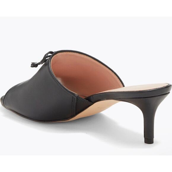 Kate Spade Size 8 Leather Black Stassi Bow Mules Black Heels New Nordstrom - Picture 3 of 11